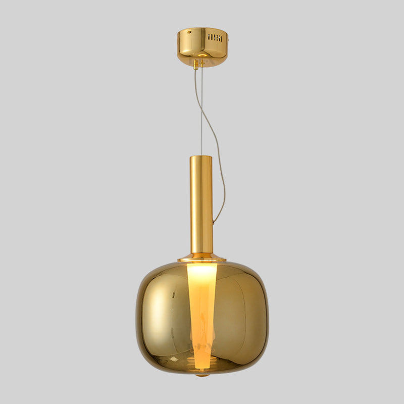Glass Slender Neck Bottle Suspension Lamp Minimalist 1 Head Pendant Light Kit Gold Clearhalo 'Ceiling Lights' 'Glass shade' 'Glass' 'Modern Pendants' 'Modern' 'Pendant Lights' 'Pendants' Lighting' 2039030