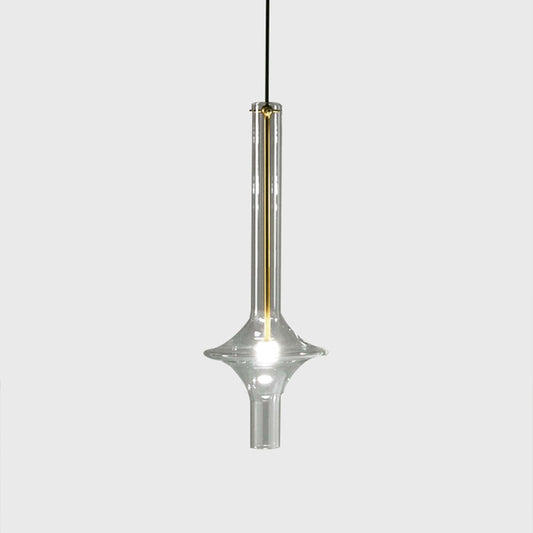 Elongated Dining Room Pendant Light Kit Glass 1-Light Modern Style Hanging Lamp Clearhalo 'Ceiling Lights' 'Glass shade' 'Glass' 'Modern Pendants' 'Modern' 'Pendant Lights' 'Pendants' Lighting' 2039042