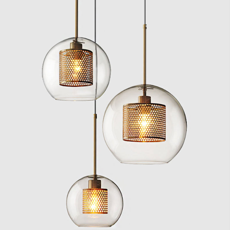 Cylinder Dining Room Pendant Lamp Metal 1-Light Contemporary Hanging Light Fixture with Outer Glass Shade Clearhalo 'Ceiling Lights' 'Glass shade' 'Glass' 'Modern Pendants' 'Modern' 'Pendant Lights' 'Pendants' Lighting' 2039053