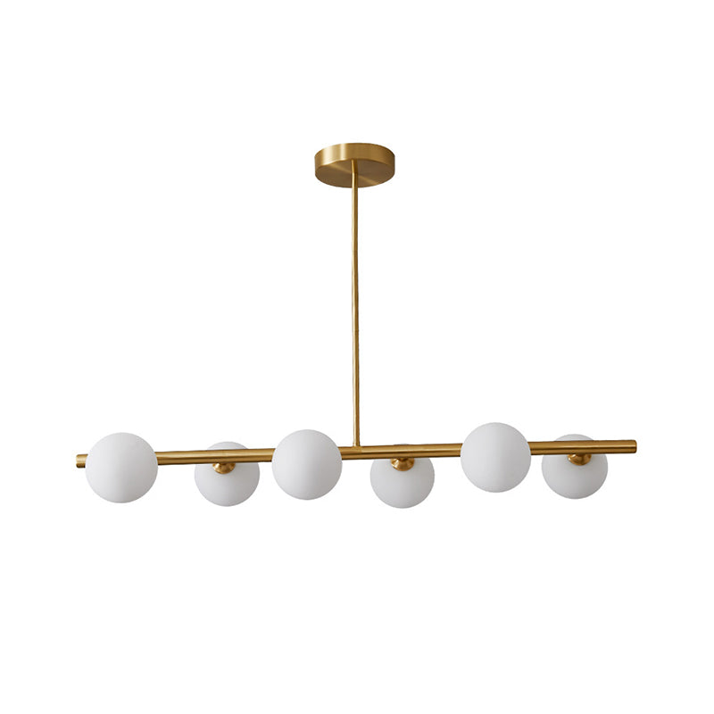 Simplicity Ball Island Light Kit Glass Dining Room Pendant Lighting Fixture in Brass Clearhalo 'Ceiling Lights' 'Glass shade' 'Glass' 'Island Lights' Lighting' 2039093