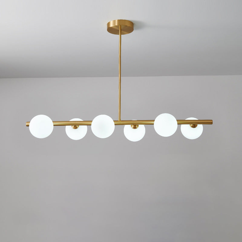 Simplicity Ball Island Light Kit Glass Dining Room Pendant Lighting Fixture in Brass Clearhalo 'Ceiling Lights' 'Glass shade' 'Glass' 'Island Lights' Lighting' 2039094