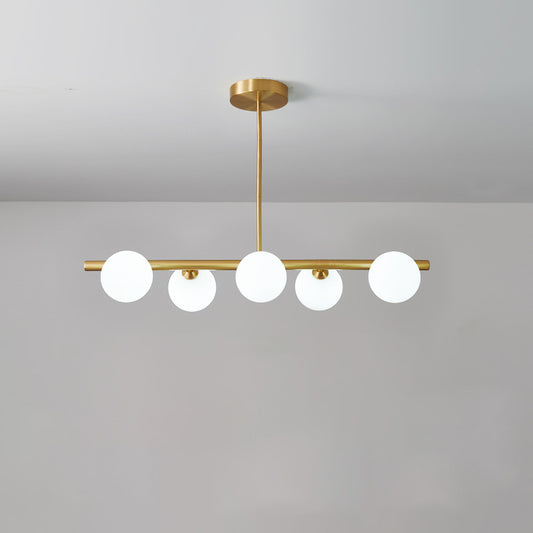 Simplicity Ball Island Light Kit Glass Dining Room Pendant Lighting Fixture in Brass Clearhalo 'Ceiling Lights' 'Glass shade' 'Glass' 'Island Lights' Lighting' 2039097