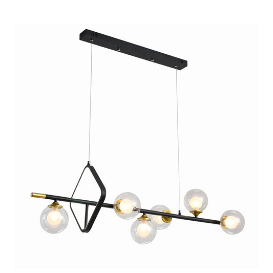 Molecular Dining Room Island Pendant Light Dual Glass 6-Light Modernism Hanging Lamp Kit with Metal Frame Clearhalo 'Ceiling Lights' 'Close To Ceiling Lights' 'Glass shade' 'Glass' 'Island Lights' Lighting' 2039117