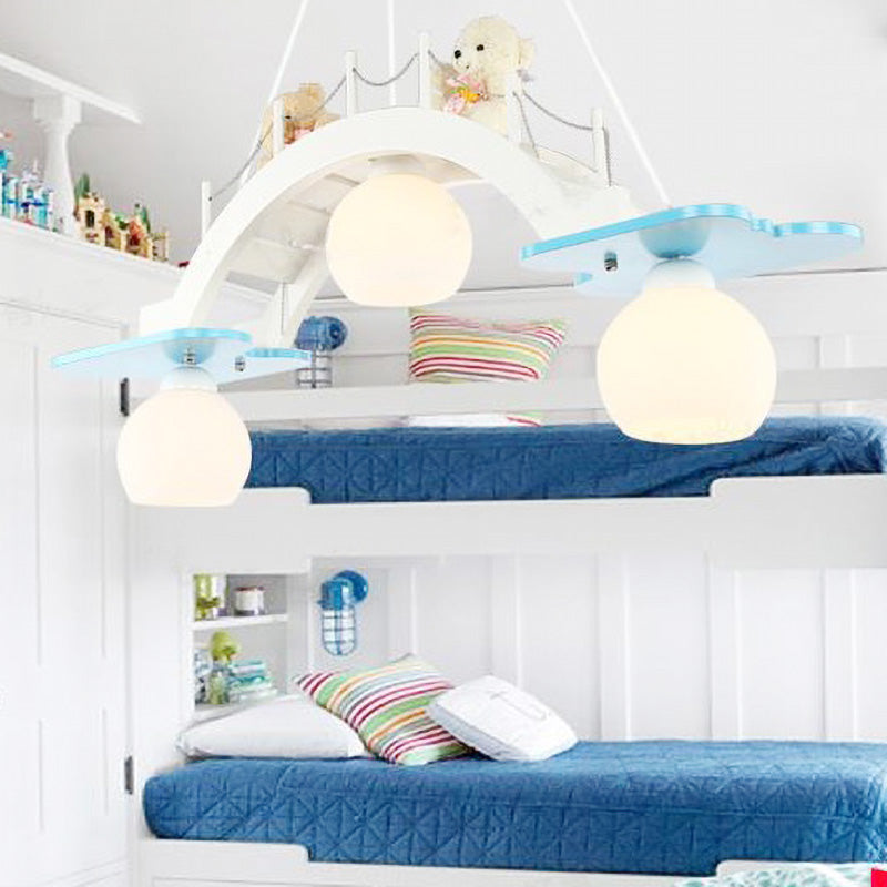 Cartoon Bridge Pendant Light with Toy Bear 3 Lights Hanging Light for Girls Bedroom Clearhalo 'Ceiling Lights' 'Pendant Lights' 'Pendants' Lighting' 203922