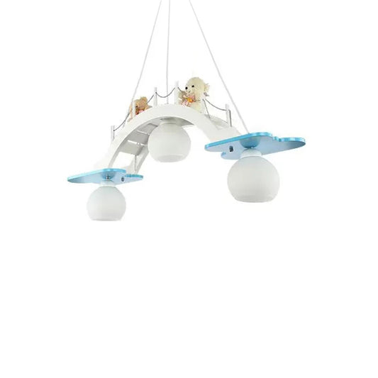 Cartoon Bridge Pendant Light with Toy Bear 3 Lights Hanging Light for Girls Bedroom Clearhalo 'Ceiling Lights' 'Pendant Lights' 'Pendants' Lighting' 203923