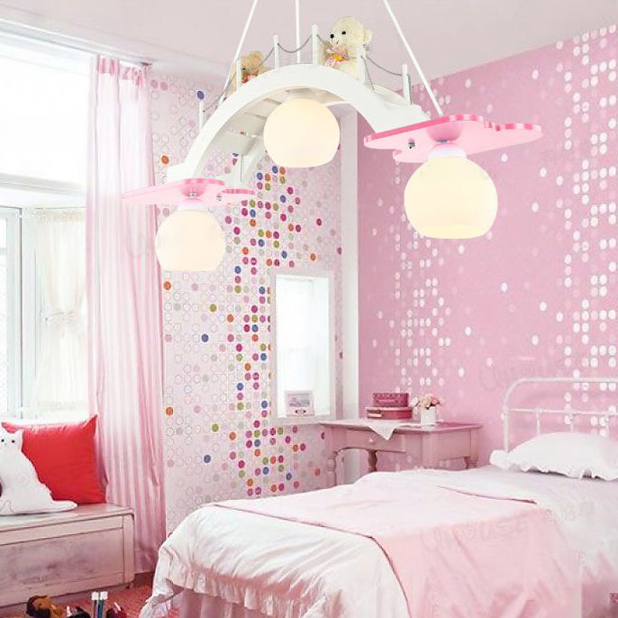 Cartoon Bridge Pendant Light with Toy Bear 3 Lights Hanging Light for Girls Bedroom Clearhalo 'Ceiling Lights' 'Pendant Lights' 'Pendants' Lighting' 203926