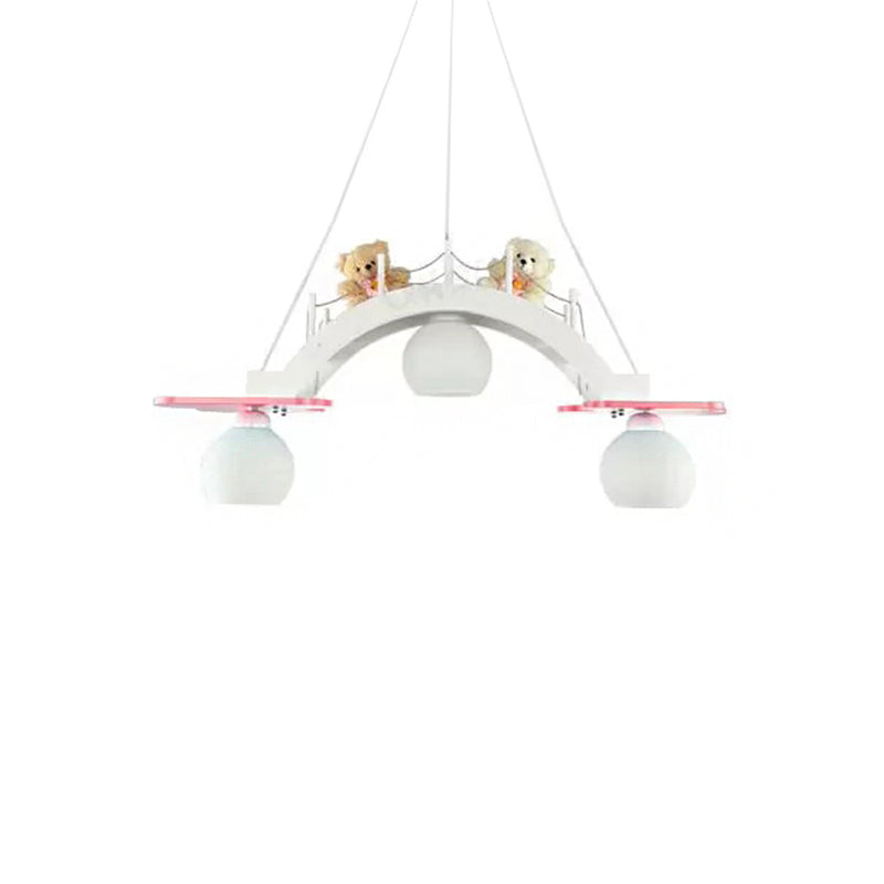 Cartoon Bridge Pendant Light with Toy Bear 3 Lights Hanging Light for Girls Bedroom Clearhalo 'Ceiling Lights' 'Pendant Lights' 'Pendants' Lighting' 203927