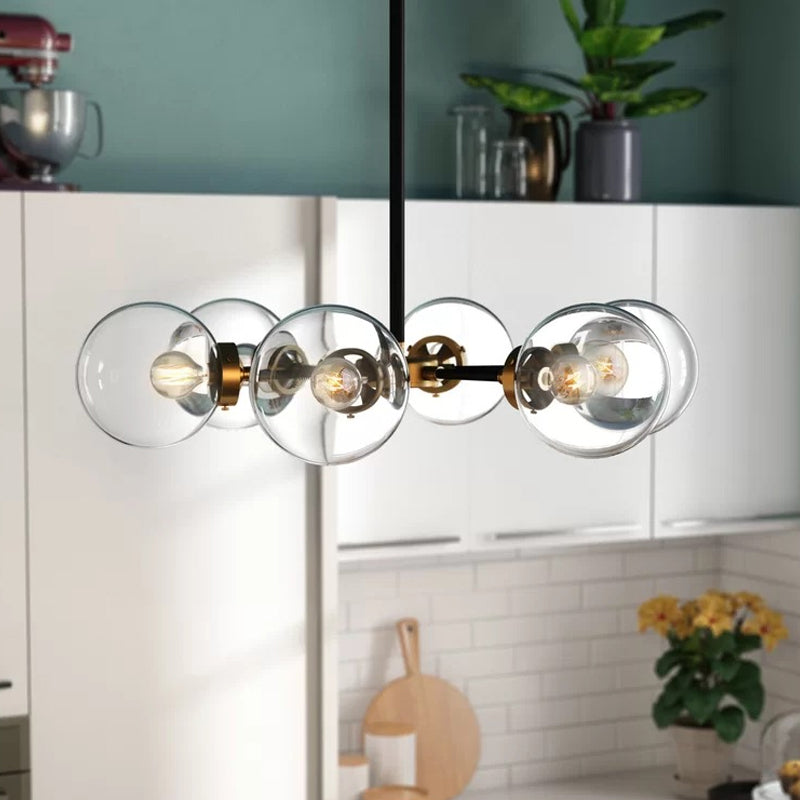 Gold and Black Bubble Chandelier Minimal 6 Lights Glass Pendant Lighting Fixture Gold-Black Clear Clearhalo 'Ceiling Lights' 'Chandeliers' 'Glass shade' 'Glass' 'Modern Chandeliers' 'Modern' Lighting' 2039395