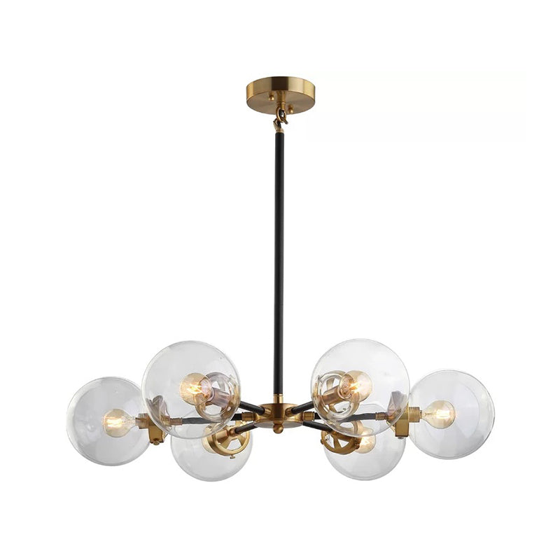 Gold and Black Bubble Chandelier Minimal 6 Lights Glass Pendant Lighting Fixture Clearhalo 'Ceiling Lights' 'Chandeliers' 'Glass shade' 'Glass' 'Modern Chandeliers' 'Modern' Lighting' 2039398