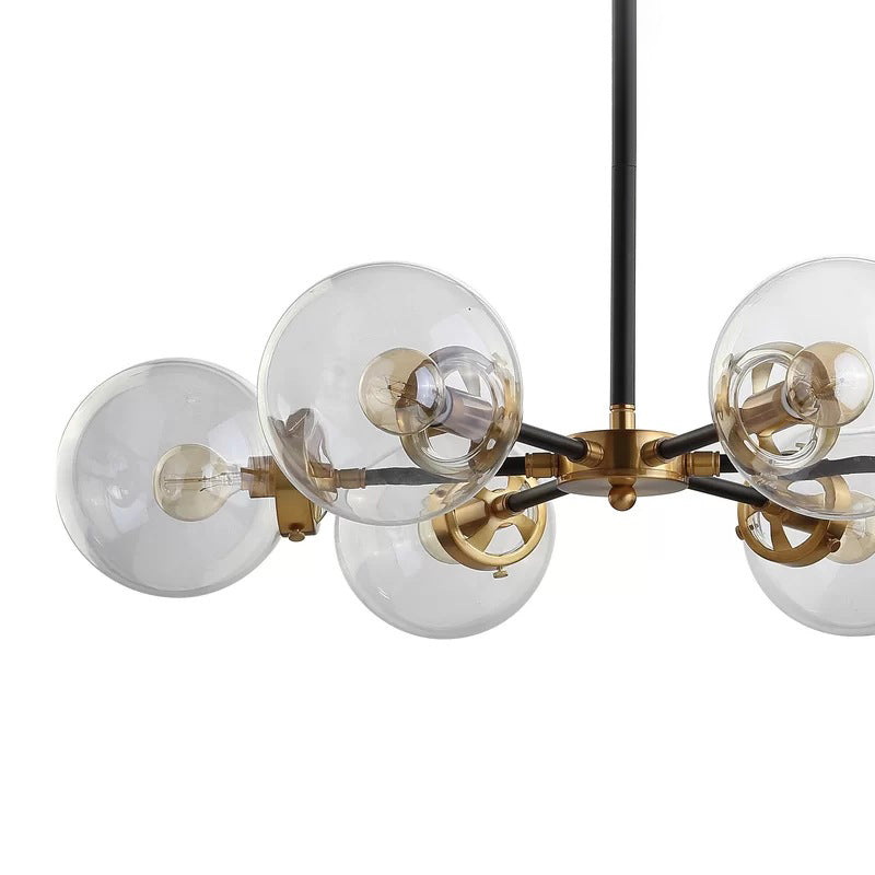 Gold and Black Bubble Chandelier Minimal 6 Lights Glass Pendant Lighting Fixture Clearhalo 'Ceiling Lights' 'Chandeliers' 'Glass shade' 'Glass' 'Modern Chandeliers' 'Modern' Lighting' 2039399