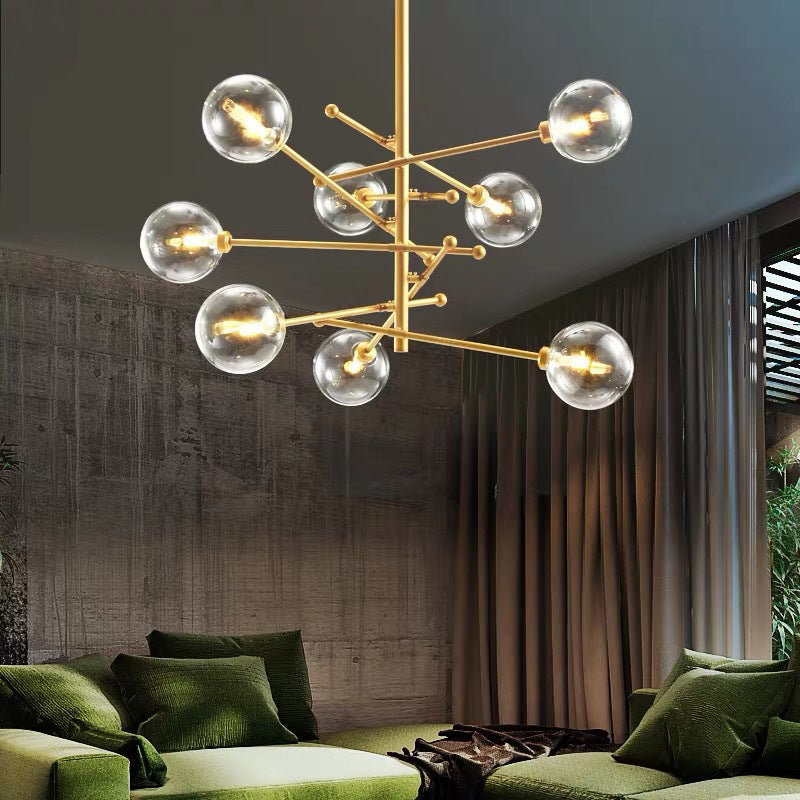 Bubble Pendulum Light Modern Clear Glass Gold Hanging Chandelier for Dining Room 8 Gold Clearhalo 'Ceiling Lights' 'Chandeliers' 'Glass shade' 'Glass' 'Modern Chandeliers' 'Modern' Lighting' 2039448