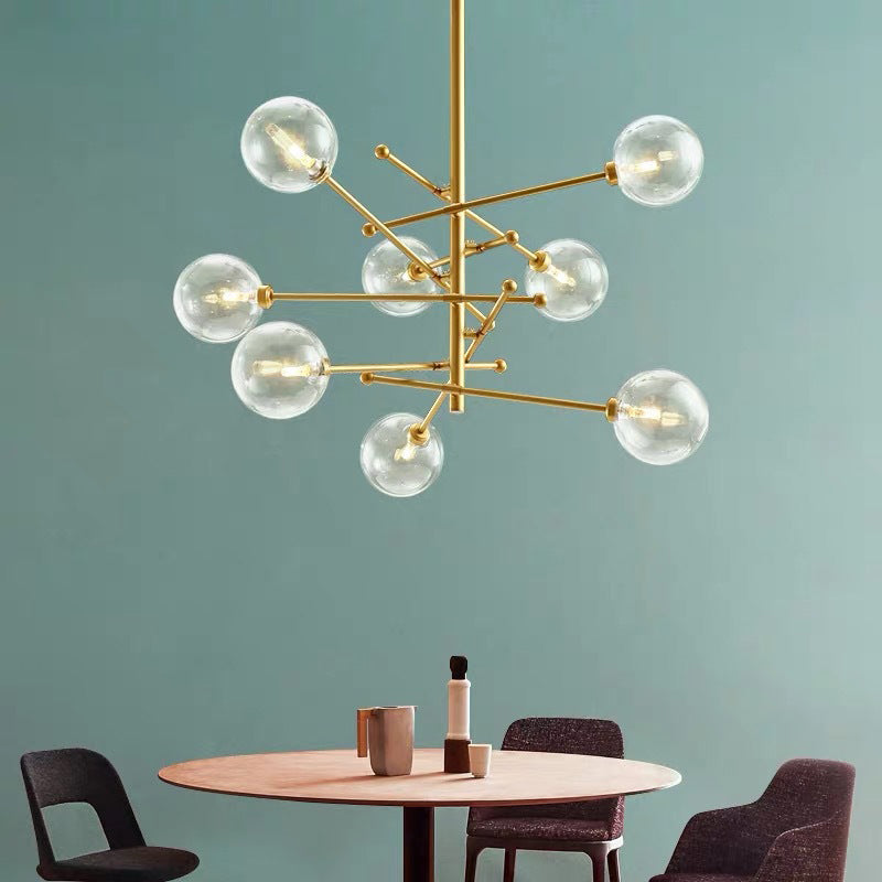 Bubble Pendulum Light Modern Clear Glass Gold Hanging Chandelier for Dining Room Clearhalo 'Ceiling Lights' 'Chandeliers' 'Glass shade' 'Glass' 'Modern Chandeliers' 'Modern' Lighting' 2039449