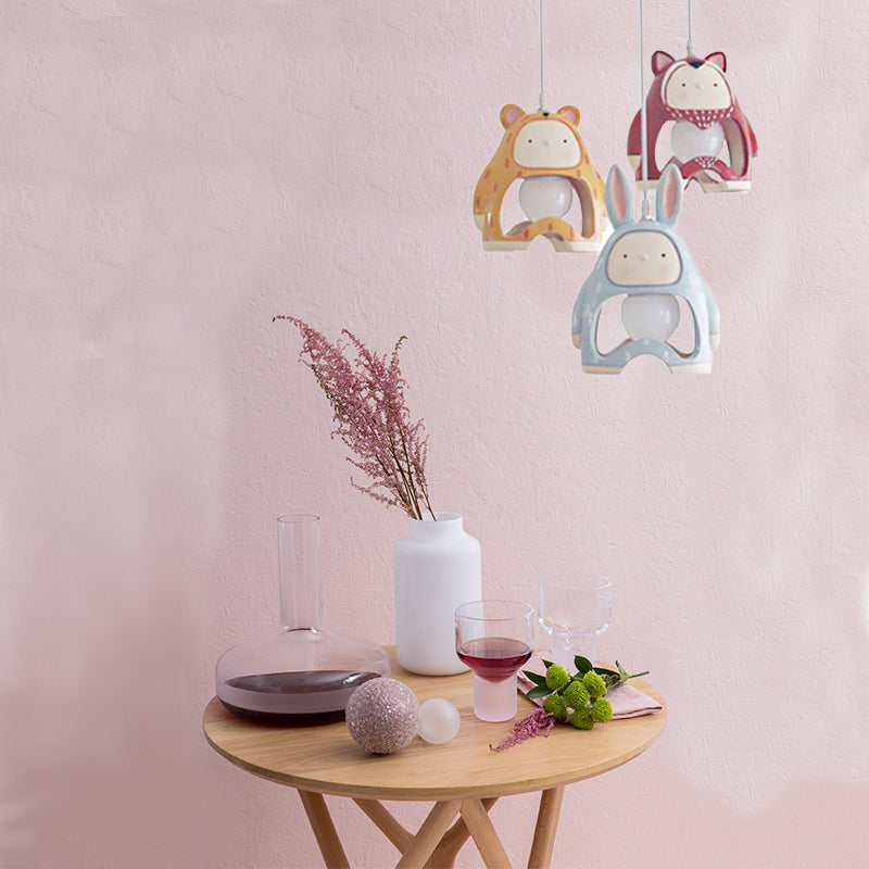 Nordic Style Animals Hanging Pendant Light 3 Lights Resin Pendant Lamp for Baby Bedroom Clearhalo 'Ceiling Lights' 'Pendant Lights' 'Pendants' Lighting' 203945