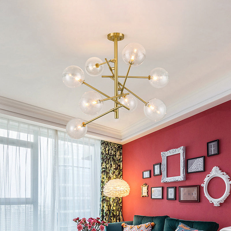 Bubble Pendulum Light Modern Clear Glass Gold Hanging Chandelier for Dining Room Clearhalo 'Ceiling Lights' 'Chandeliers' 'Glass shade' 'Glass' 'Modern Chandeliers' 'Modern' Lighting' 2039450