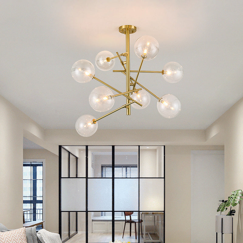Bubble Pendulum Light Modern Clear Glass Gold Hanging Chandelier for Dining Room Clearhalo 'Ceiling Lights' 'Chandeliers' 'Glass shade' 'Glass' 'Modern Chandeliers' 'Modern' Lighting' 2039451