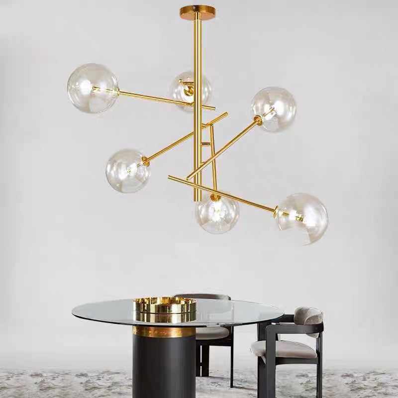 Bubble Pendulum Light Modern Clear Glass Gold Hanging Chandelier for Dining Room 6 Gold Clearhalo 'Ceiling Lights' 'Chandeliers' 'Glass shade' 'Glass' 'Modern Chandeliers' 'Modern' Lighting' 2039453