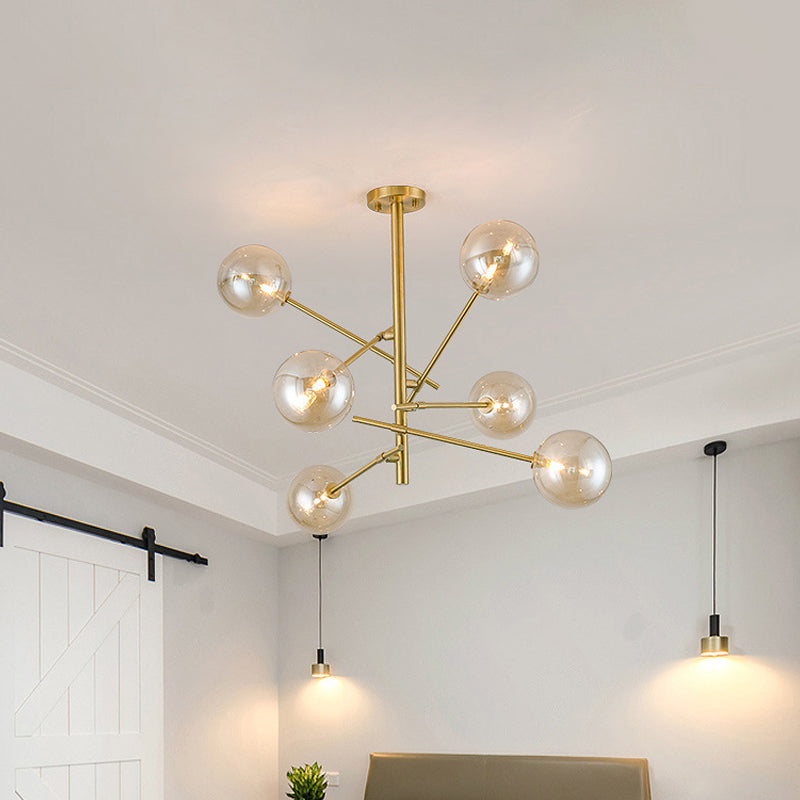 Bubble Pendulum Light Modern Clear Glass Gold Hanging Chandelier for Dining Room Clearhalo 'Ceiling Lights' 'Chandeliers' 'Glass shade' 'Glass' 'Modern Chandeliers' 'Modern' Lighting' 2039454
