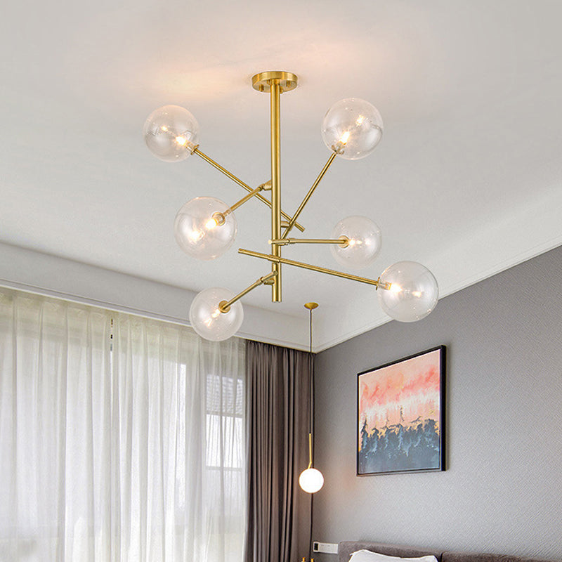 Bubble Pendulum Light Modern Clear Glass Gold Hanging Chandelier for Dining Room Clearhalo 'Ceiling Lights' 'Chandeliers' 'Glass shade' 'Glass' 'Modern Chandeliers' 'Modern' Lighting' 2039455