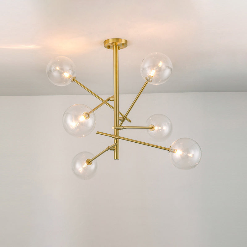 Bubble Pendulum Light Modern Clear Glass Gold Hanging Chandelier for Dining Room Clearhalo 'Ceiling Lights' 'Chandeliers' 'Glass shade' 'Glass' 'Modern Chandeliers' 'Modern' Lighting' 2039456
