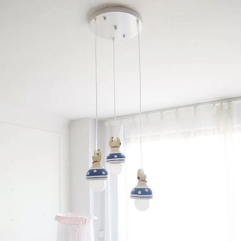 Nordic Style Animals Hanging Pendant Light 3 Lights Resin Pendant Lamp for Baby Bedroom 3 Blue Clearhalo 'Ceiling Lights' 'Pendant Lights' 'Pendants' Lighting' 203951_35af357b-2b6d-4410-ac92-7b6998f0fda1