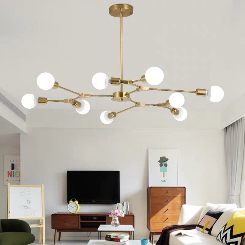 Metal Sputnik Chandelier Modern Pendant Lighting Fixture with Molecular White Glass Shade Clearhalo 'Ceiling Lights' 'Chandeliers' 'Glass shade' 'Glass' 'Modern Chandeliers' 'Modern' 'Pendant Lights' Lighting' 2039521