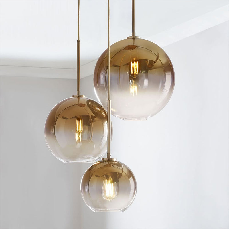 Globe Fading Glass Hanging Lighting Contemporary 1-Light Gold Pendant Light Fixture for Bedroom Clearhalo 'Ceiling Lights' 'Glass shade' 'Glass' 'Modern Pendants' 'Modern' 'Pendant Lights' 'Pendants' Lighting' 2039537