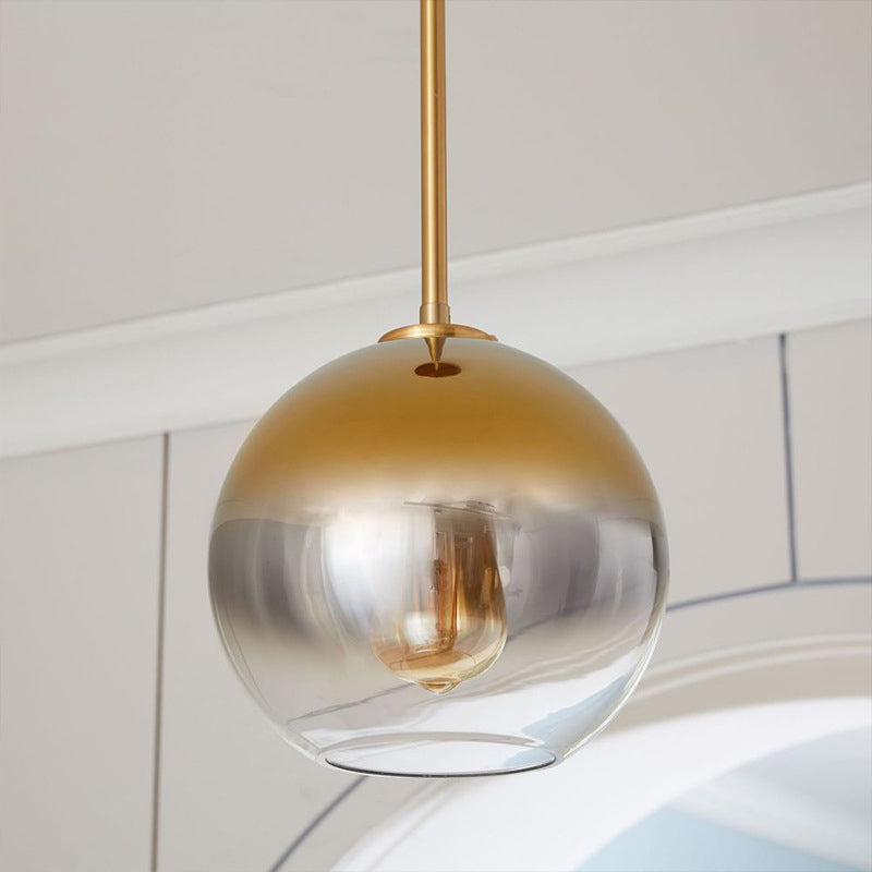 Globe Fading Glass Hanging Lighting Contemporary 1-Light Gold Pendant Light Fixture for Bedroom Clearhalo 'Ceiling Lights' 'Glass shade' 'Glass' 'Modern Pendants' 'Modern' 'Pendant Lights' 'Pendants' Lighting' 2039538