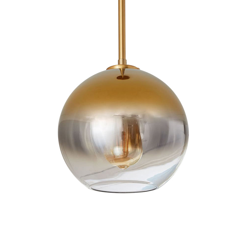 Globe Fading Glass Hanging Lighting Contemporary 1-Light Gold Pendant Light Fixture for Bedroom Clearhalo 'Ceiling Lights' 'Glass shade' 'Glass' 'Modern Pendants' 'Modern' 'Pendant Lights' 'Pendants' Lighting' 2039539