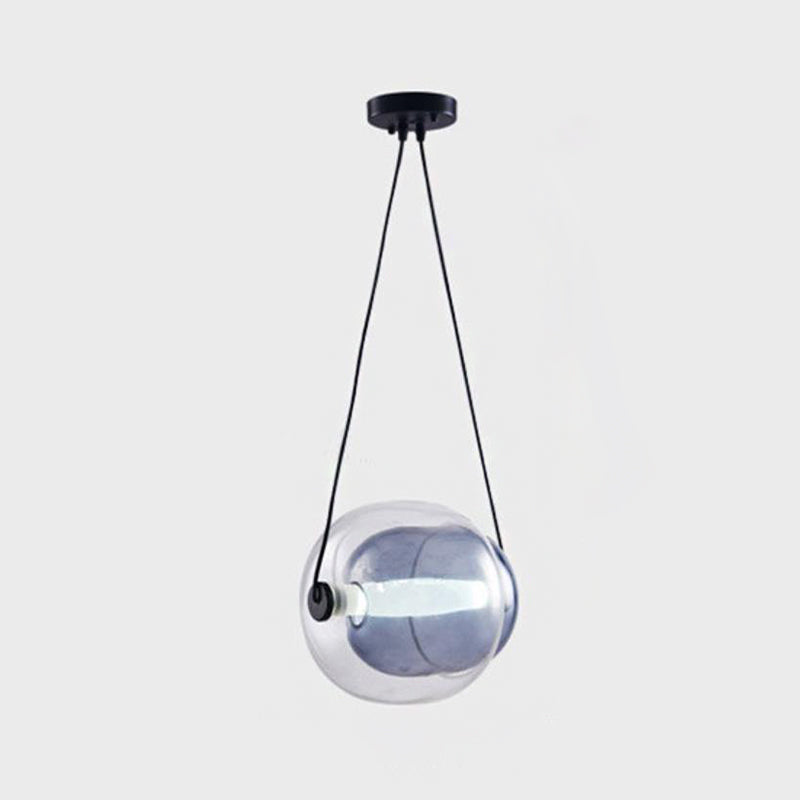Oval Drop Pendant Minimal Dual Glass 1 Head Living Room Hanging Lighting in Purple Clearhalo 'Ceiling Lights' 'Glass shade' 'Glass' 'Modern Pendants' 'Modern' 'Pendant Lights' 'Pendants' Lighting' 2039545
