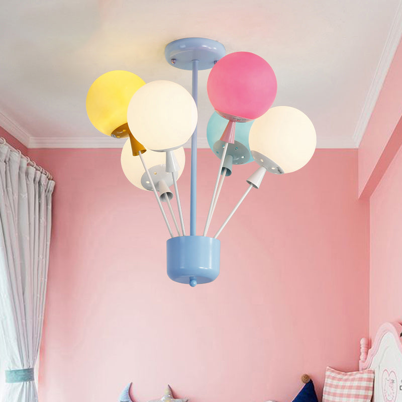 Baby Bedroom Balloon Pendant Light Metal Macaron Stylish Suspension Light Clearhalo 'Ceiling Lights' 'Pendant Lights' 'Pendants' Lighting' 203994