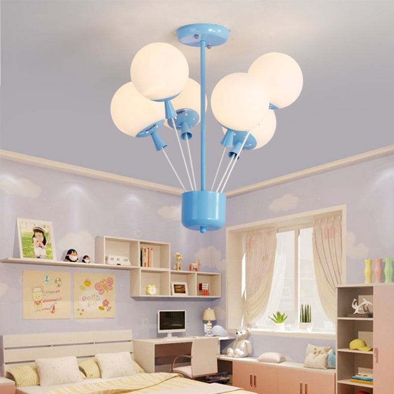 Baby Bedroom Balloon Pendant Light Metal Macaron Stylish Suspension Light Blue Clearhalo 'Ceiling Lights' 'Pendant Lights' 'Pendants' Lighting' 203998_50974cb5-46f9-42d9-bf3b-f0ad87d16dd7