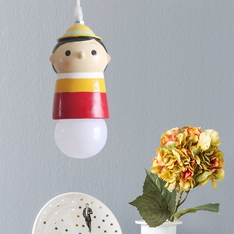 Lovely Little Girl Pendant Light 1 Bulb Resin Suspension Light for Hallway Kindergarten Clearhalo 'Ceiling Lights' 'Pendant Lights' 'Pendants' Lighting' 204002