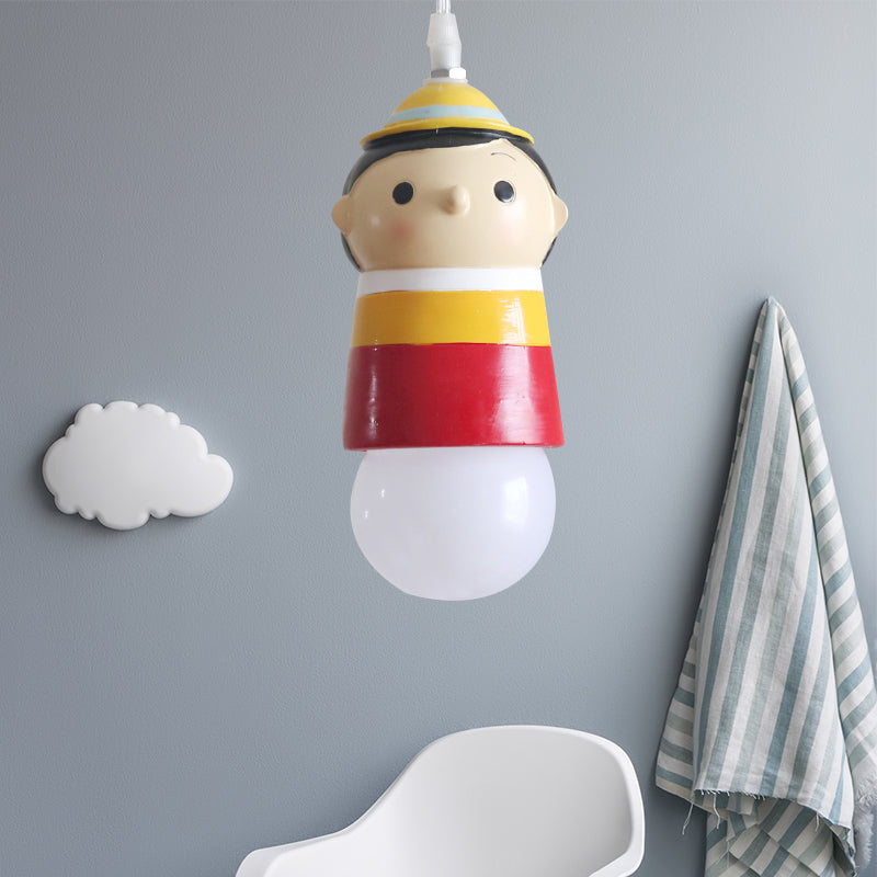 Lovely Little Girl Pendant Light 1 Bulb Resin Suspension Light for Hallway Kindergarten Clearhalo 'Ceiling Lights' 'Pendant Lights' 'Pendants' Lighting' 204003