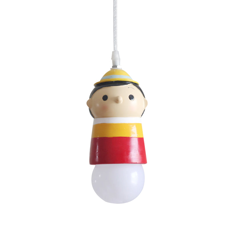 Lovely Little Girl Pendant Light 1 Bulb Resin Suspension Light for Hallway Kindergarten Clearhalo 'Ceiling Lights' 'Pendant Lights' 'Pendants' Lighting' 204004