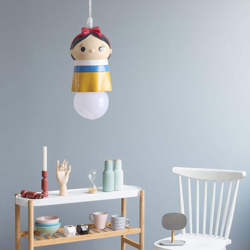 Lovely Little Girl Pendant Light 1 Bulb Resin Suspension Light for Hallway Kindergarten Clearhalo 'Ceiling Lights' 'Pendant Lights' 'Pendants' Lighting' 204006