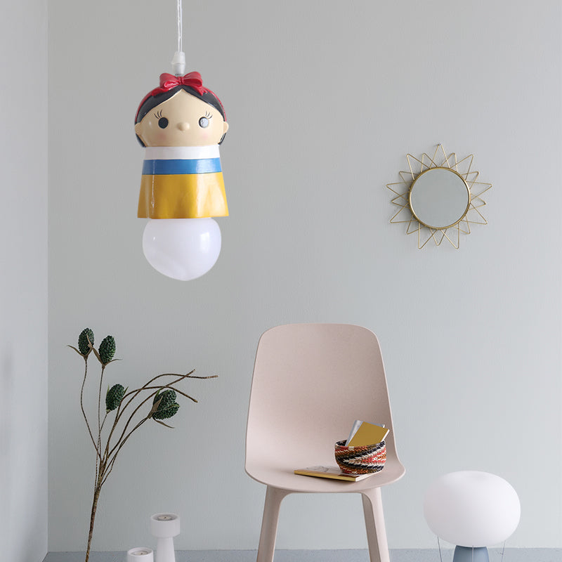 Lovely Little Girl Pendant Light 1 Bulb Resin Suspension Light for Hallway Kindergarten Clearhalo 'Ceiling Lights' 'Pendant Lights' 'Pendants' Lighting' 204007