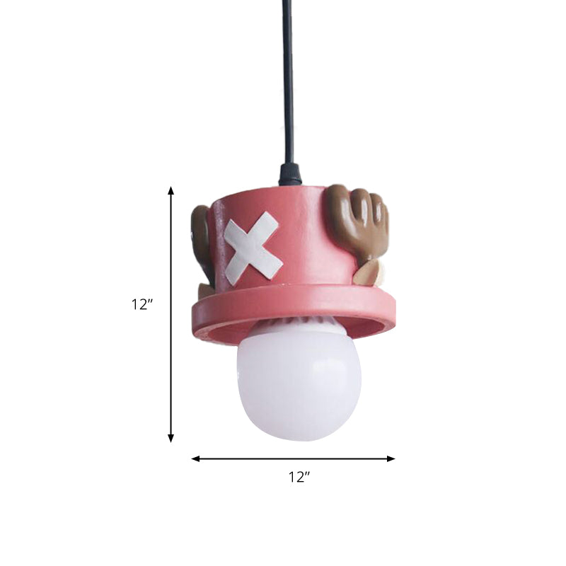 Cartoon Pirate Pendant Light Resin Single Light Red Hanging Lamp for Corridor Foyer Clearhalo 'Ceiling Lights' 'Pendant Lights' 'Pendants' Lighting' 204016