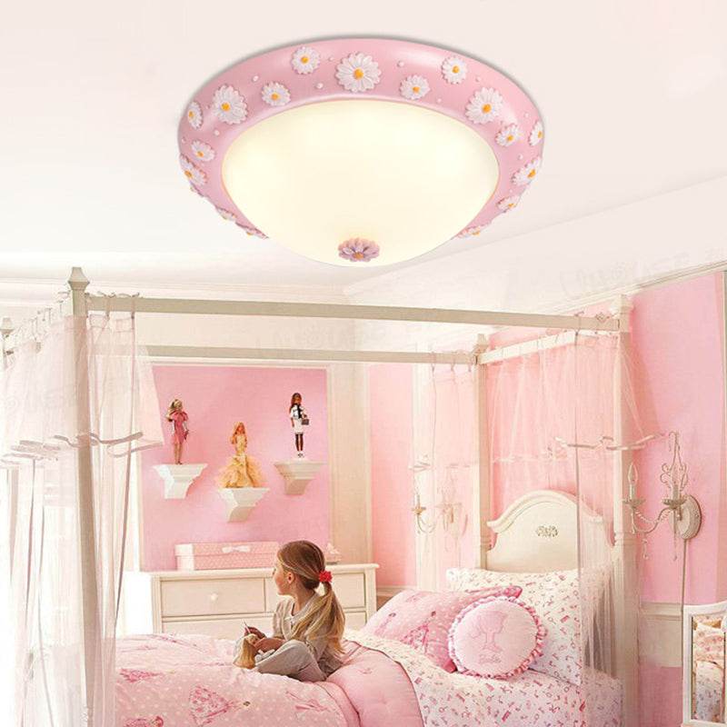 Frosted Glass Bowl Ceiling Mount Light Child Bedroom Cute LED Ceiling Lamp Clearhalo 'Ceiling Lights' 'Close To Ceiling Lights' 'Close to ceiling' 'Flush mount' Lighting' 204067