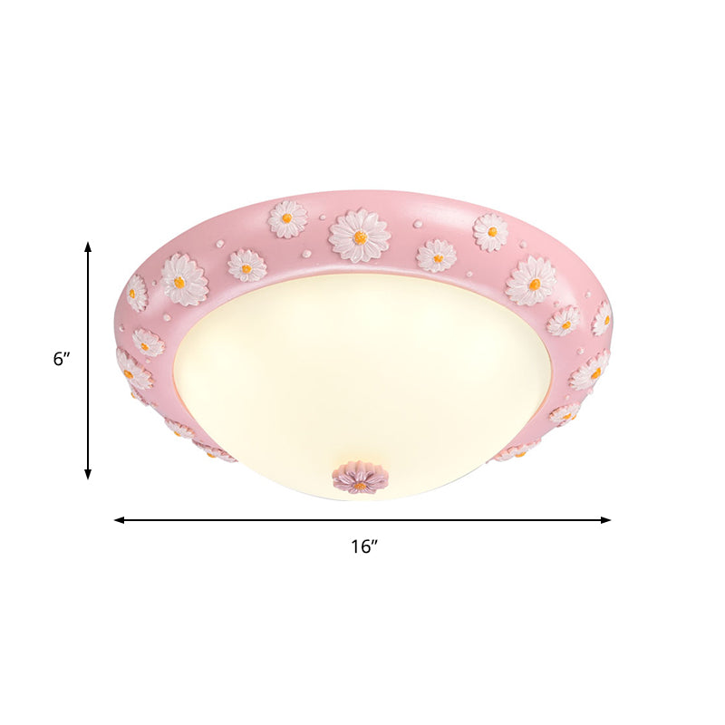 Frosted Glass Bowl Ceiling Mount Light Child Bedroom Cute LED Ceiling Lamp Clearhalo 'Ceiling Lights' 'Close To Ceiling Lights' 'Close to ceiling' 'Flush mount' Lighting' 204069