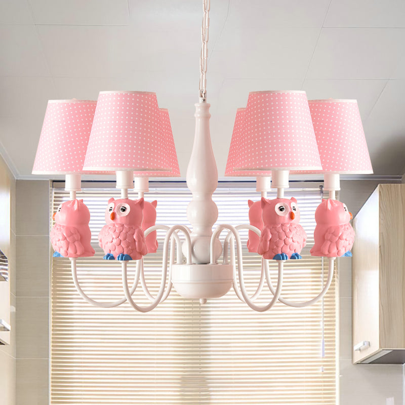 Resin Animal Pendant Light with Tapered Shade 6 Lights Cartoon Chandelier for Nursing Room Pink D Clearhalo 'Ceiling Lights' 'Chandeliers' Lighting' options 204191_de7edc58-0408-4810-877a-9c5c68741cdf