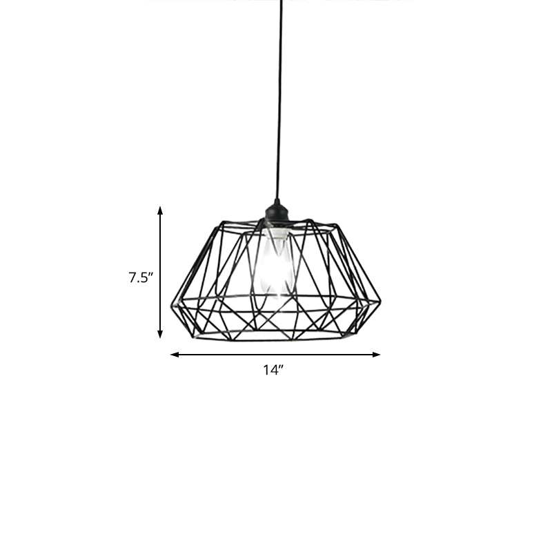 1-Light Ceiling Light Fixture with Geometric Shade Iron Modern Dining Room Ceiling Pendant in Matte Black Clearhalo 'Art Deco Pendants' 'Black' 'Cast Iron' 'Ceiling Lights' 'Ceramic' 'Crystal' 'Industrial Pendants' 'Industrial' 'Metal' 'Middle Century Pendants' 'Pendant Lights' 'Pendants' 'Rustic Pendants' 'Tiffany' Lighting' 204314