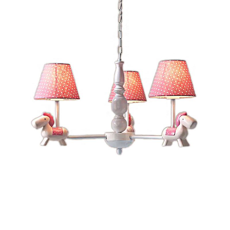 Kids Lovely Pony Chandelier Metal Hanging Light with Dot Shade for Kindergarten Clearhalo 'Ceiling Lights' 'Chandeliers' Lighting' options 204334