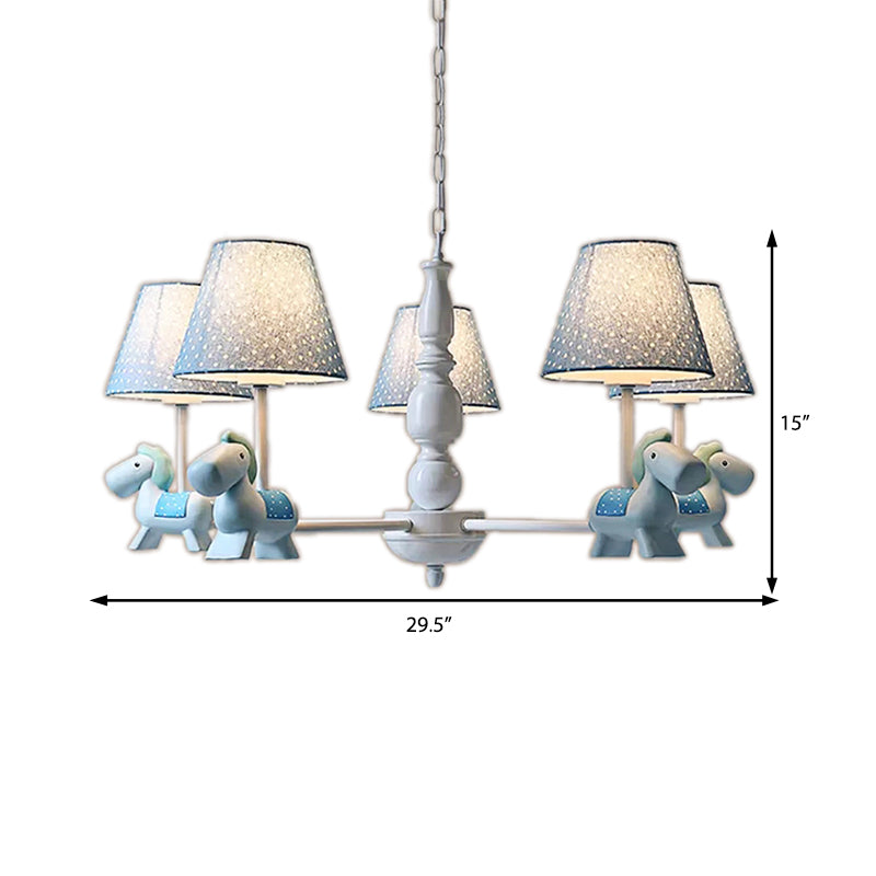 Kids Lovely Pony Chandelier Metal Hanging Light with Dot Shade for Kindergarten Clearhalo 'Ceiling Lights' 'Chandeliers' Lighting' options 204338
