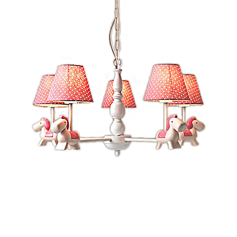 Kids Lovely Pony Chandelier Metal Hanging Light with Dot Shade for Kindergarten Clearhalo 'Ceiling Lights' 'Chandeliers' Lighting' options 204341