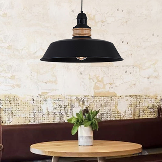 14"/18" Wide 1-Bulb Iron Hanging Pedant Light Vintage Black Barn Restaurant Ceiling Light Fixture Black 14" Clearhalo 'Art Deco Pendants' 'Black' 'Cast Iron' 'Ceiling Lights' 'Ceramic' 'Crystal' 'Industrial Pendants' 'Industrial' 'Metal' 'Middle Century Pendants' 'Pendant Lights' 'Pendants' 'Rustic Pendants' 'Tiffany' Lighting' 204414