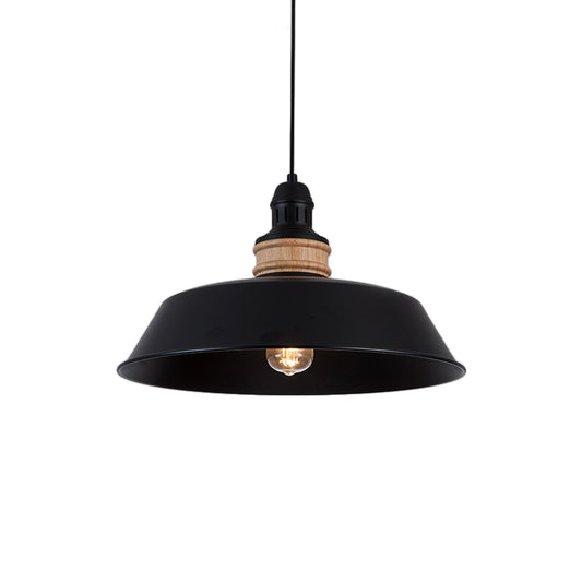 14"/18" Wide 1-Bulb Iron Hanging Pedant Light Vintage Black Barn Restaurant Ceiling Light Fixture Clearhalo 'Art Deco Pendants' 'Black' 'Cast Iron' 'Ceiling Lights' 'Ceramic' 'Crystal' 'Industrial Pendants' 'Industrial' 'Metal' 'Middle Century Pendants' 'Pendant Lights' 'Pendants' 'Rustic Pendants' 'Tiffany' Lighting' 204415