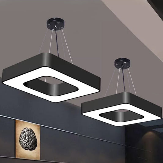 Metal Square Hanging Light Fixture Nordic Black LED Ceiling Suspension Lamp for Dining Room Clearhalo 'Ceiling Lights' 'Modern Pendants' 'Modern' 'Pendant Lights' 'Pendants' Lighting' 2044182
