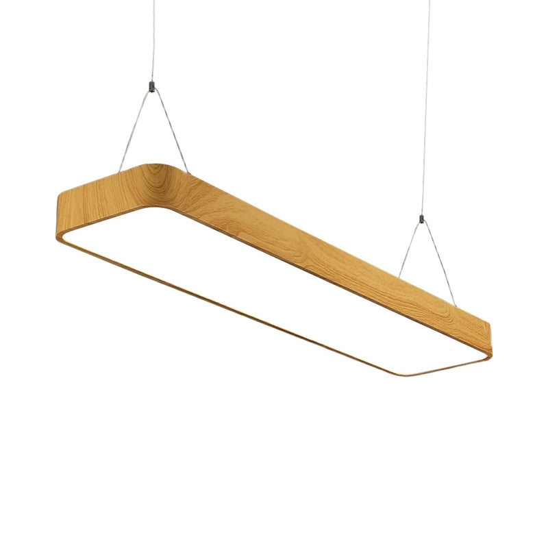 Rectangular Aluminum Drop Pendant Nordic Wood Finish LED Hanging Light for Office Clearhalo 'Ceiling Lights' 'Modern Pendants' 'Modern' 'Pendant Lights' 'Pendants' Lighting' 2044201