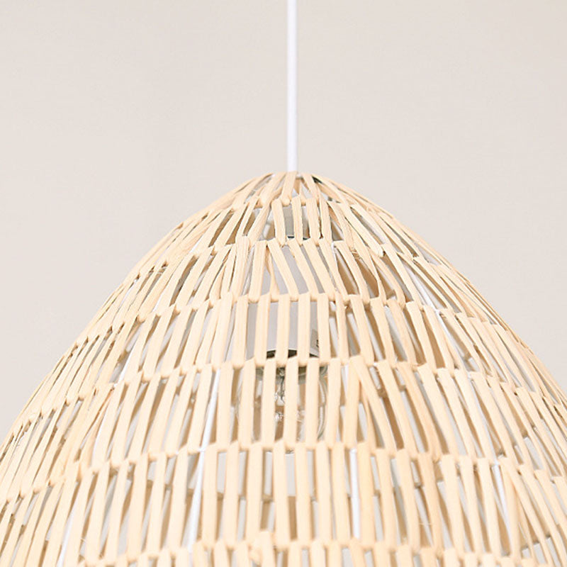 Cloche Shaped Rattan Hanging Ceiling Light Asian Single Wood Pendant Lighting Fixture Clearhalo 'Ceiling Lights' 'Pendant Lights' 'Pendants' Lighting' 2044368