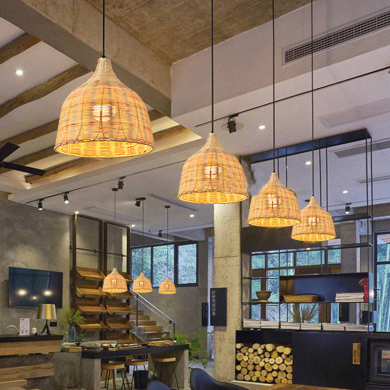 Trumpet Tearoom Ceiling Hang Light Bamboo 1 Head Asian Style Suspension Pendant Lamp Clearhalo 'Ceiling Lights' 'Pendant Lights' 'Pendants' Lighting' 2044383